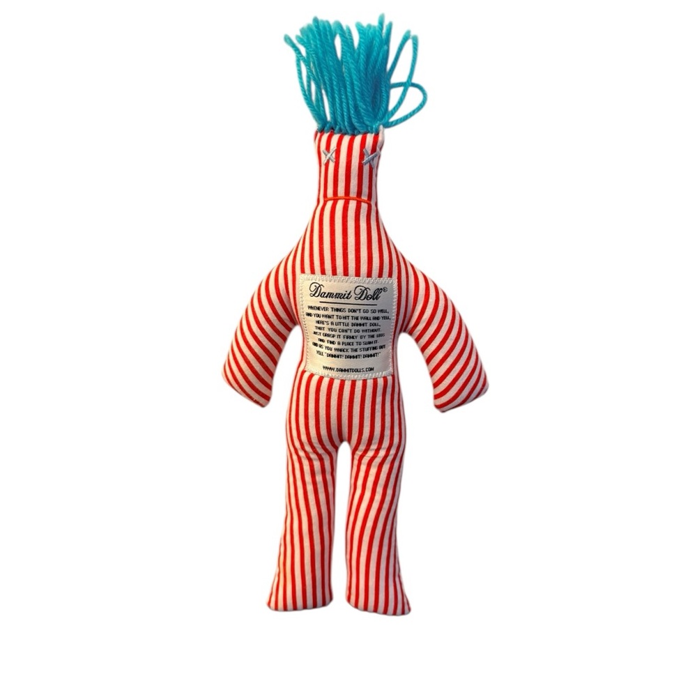 Red and White Striped Plush Dammit Doll
